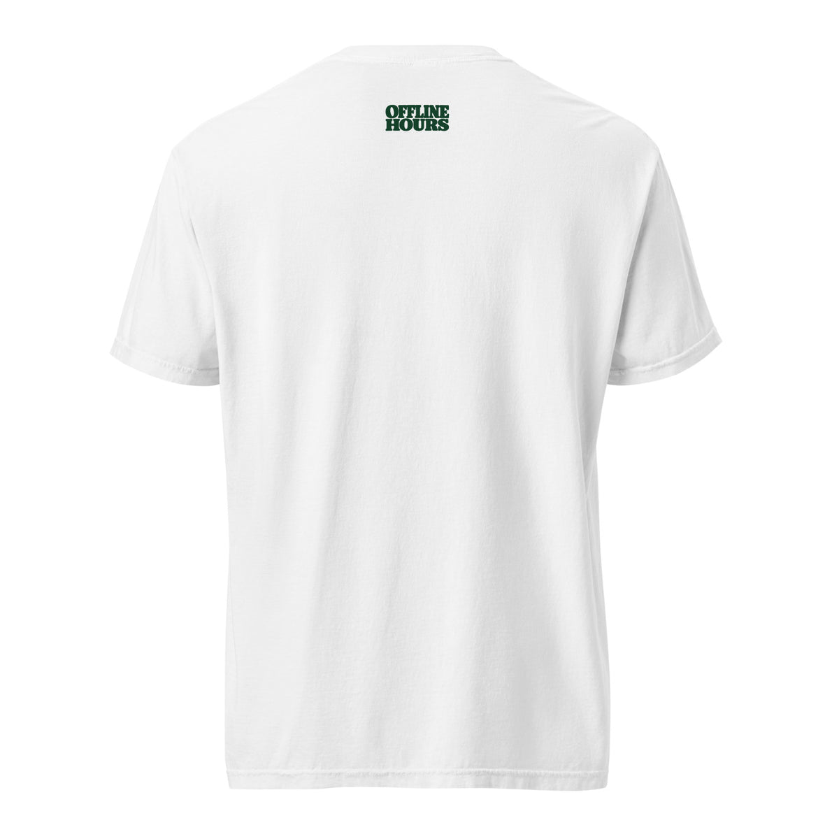 White Comfort Colors 1717 Offline Hours outside collar wordmark