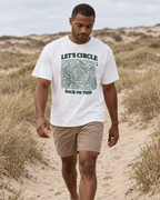 Let's Circle Back On This Tee — White — lifestyle walking a dune path