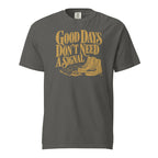 Good Days Don't Need a Signal Tee — Pepper / muted-ochre / front design