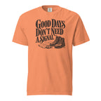 Good Days Don't Need a Signal Tee — Terracotta / espresso brown / front design