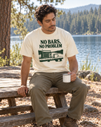 No Bars, No Problem Tee — Ivory — lifestyle lakeside coffee break