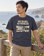 No Bars, No Problem Tee — Navy — lifestyle coastal portrait