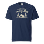 Currently Unavailable Tee — True Navy — approved front artwork — Printful supplier mockup